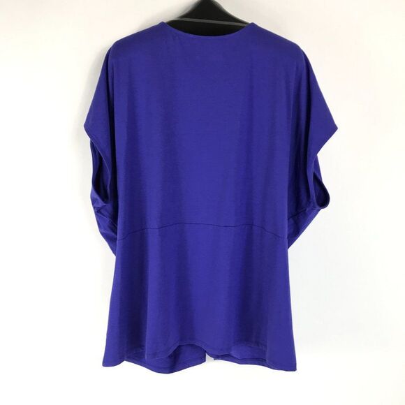 NEW Ava & Viv Twist Front Top Women's Plus Size 4X Blue Cotton Blend Stretch - Picture 6 of 12